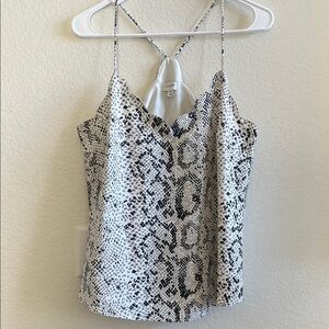 J. Crew Black & White Snake-Print Scallop Cami